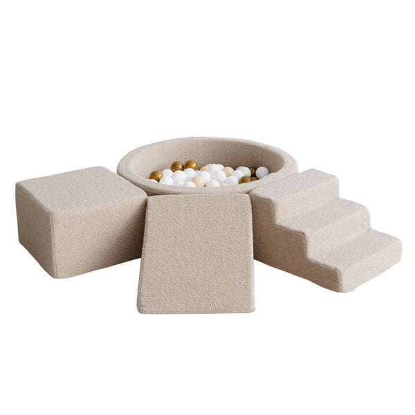 boucle boucle ballenbad ballenbad speelelementen foamblokken klimblokken ballenbadaccessoires trapje ballenbadtrapje moje bruin