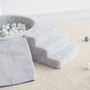 ballenbad ballenbak 3 elementen foam blokken trapje driehoek kubus teddy stof grey grijs moje ballenbadballen ballenbakballen