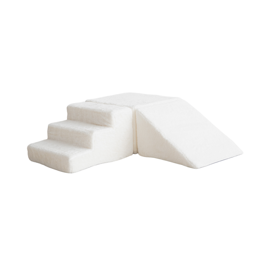 Speelelementen teddy stof white foam blokken ballenbad wit