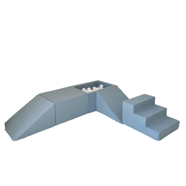 speelset playset ballenbadaccessoires ballenbad ballenbaden ballenbakje foamblokken zachte speelblokken klimblokken moje blauw blue