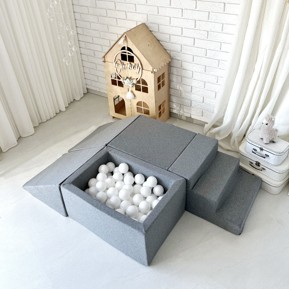 grijs grey grijze ballenbad ballenbak moje vierkant speelset buwblokken foamblokken