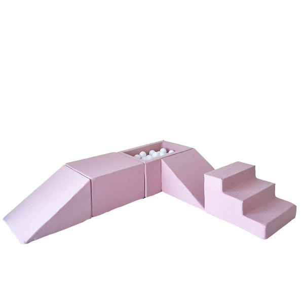 speelset playset ballenbadaccessoires ballenbad ballenbaden ballenbakje foamblokken zachte speelblokken klimblokken moje roze pink