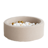 bouclé boucle beige bruin ballenbad ballenbak ballenbadballen ballenbakballen rond 30 hoog moje