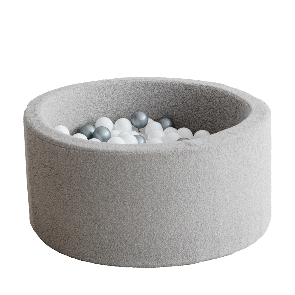 ballenbad ballenbak boucle grey grijs moje ballenbaden ballenbakken moje rond