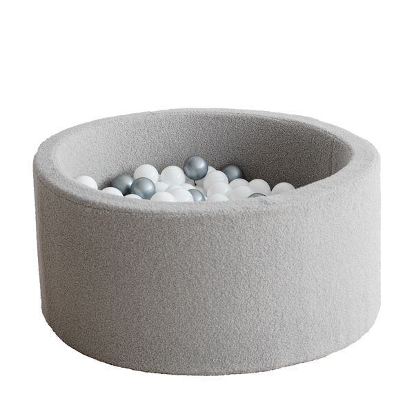 ballenbad ballenbak boucle grey grijs moje ballenbaden ballenbakken moje rond