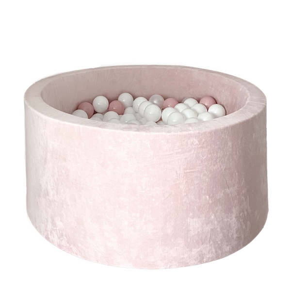 lichtroze light pink roze ballenbad ballenbak moje rond velours soft velvet 40 cm hoog