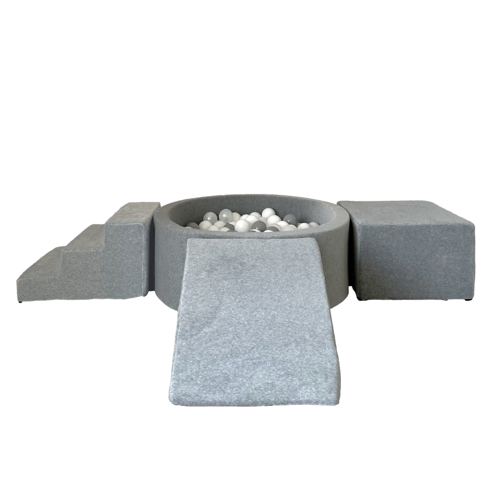 speelset playset foamblokken zachte blokken ballenbad ballenbak moje grijs grey 