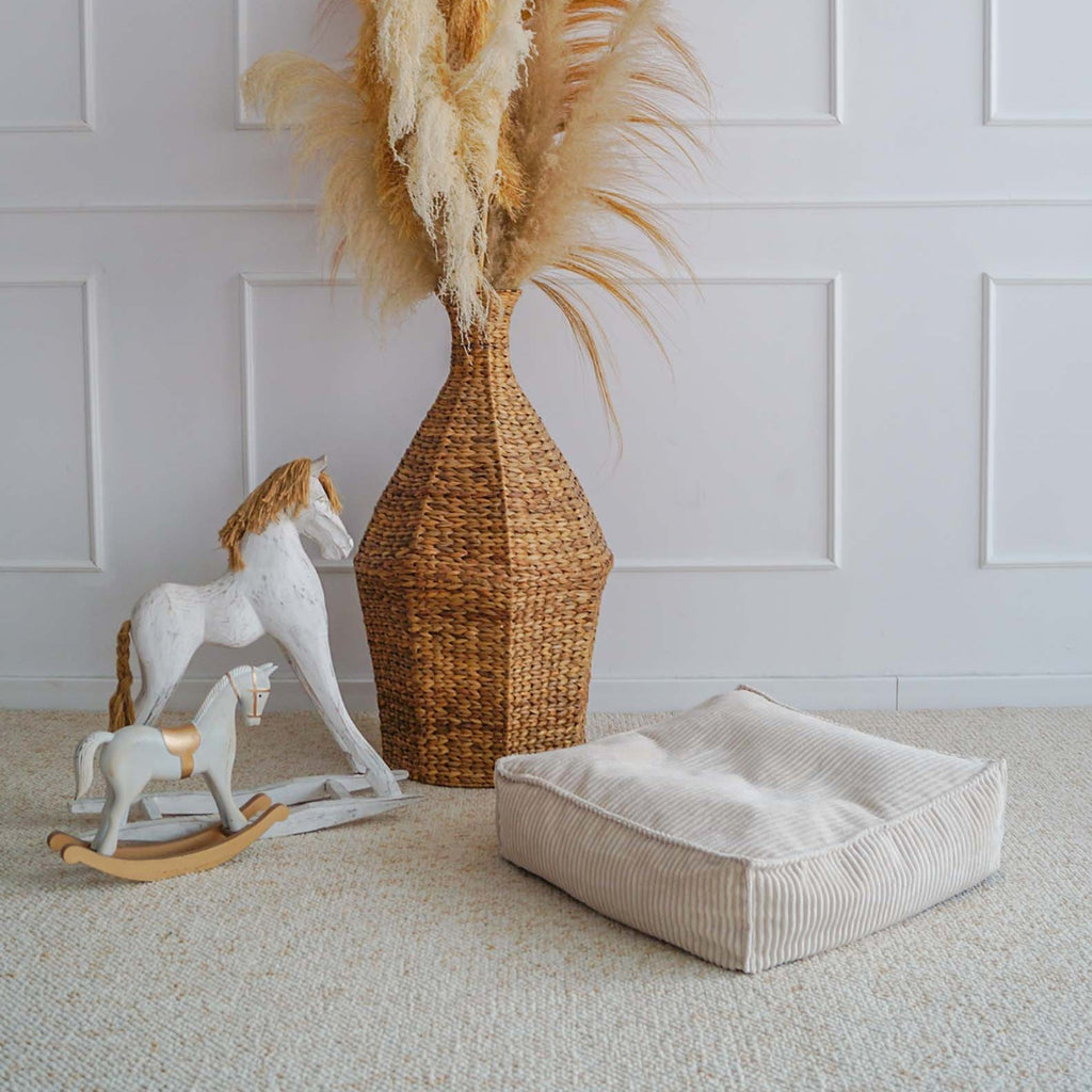 poof poef ottoman vierkant voetenbank zitzak moje rib beige cream ecru