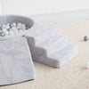 ballenbad ballenbak 3 elementen foam blokken trapje driehoek kubus teddy stof grey grijs moje ballenbadballen ballenbakballen