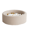bouclé boucle beige bruin ballenbad ballenbak ballenbadballen ballenbakballen rond 30 hoog moje