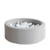 bouclé boucle grijs grey ballenbad ballenbak ballenbadballen ballenbakballen rond 30 hoog moje