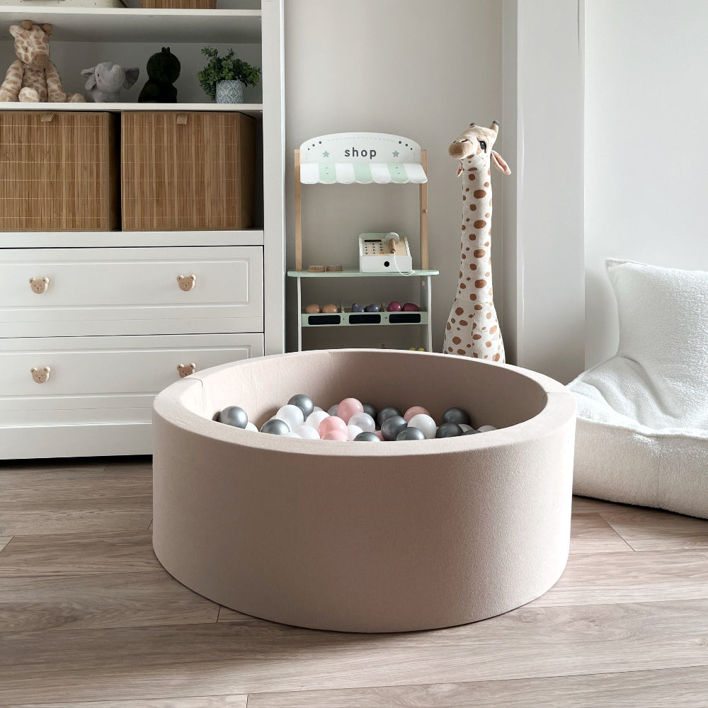 ballenbad rond beige jersey katoen moje