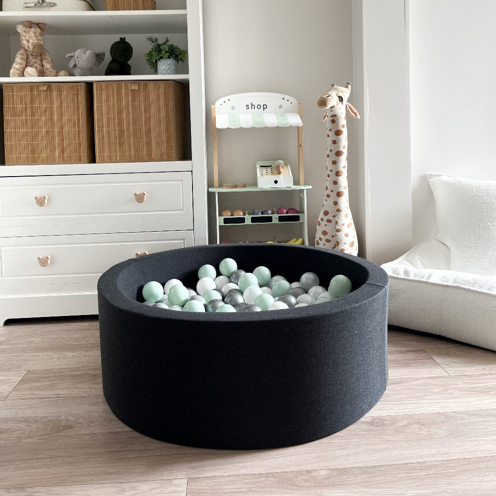 ballenbad ballenbak moje zwart graphite 30 cm rond jersey katoen
