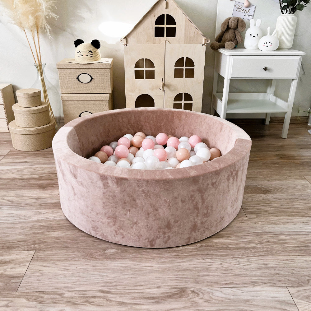 ronde ballenbak rond ballenbad dark beige bruin soft velvet velours moje