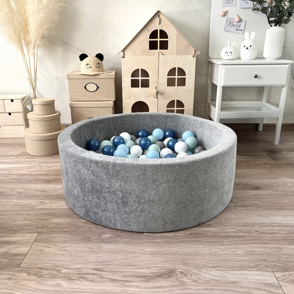 grijs grey ballenbad ballenbak moje rond velvet velours ballenbadje ballenbakje