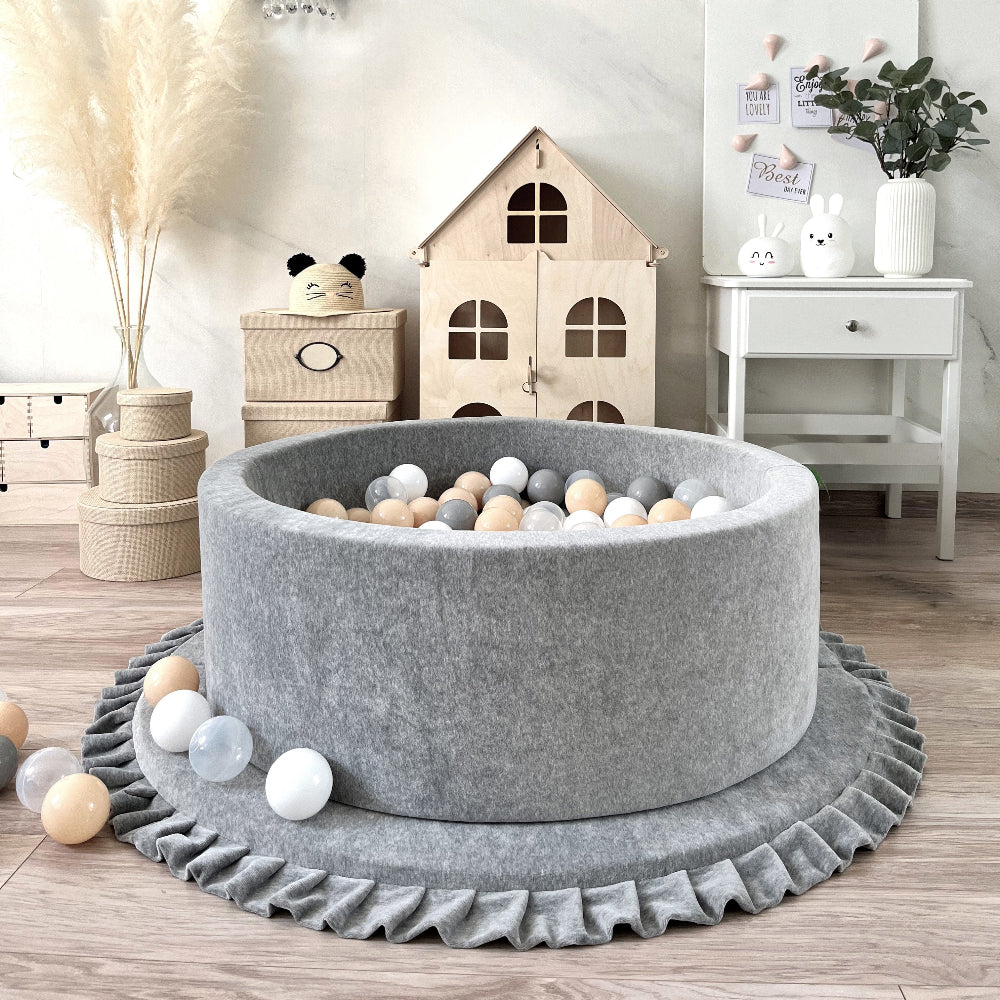 grijs grey ballenbad ballenbak moje rond velvet velours ballenbadje ballenbakje