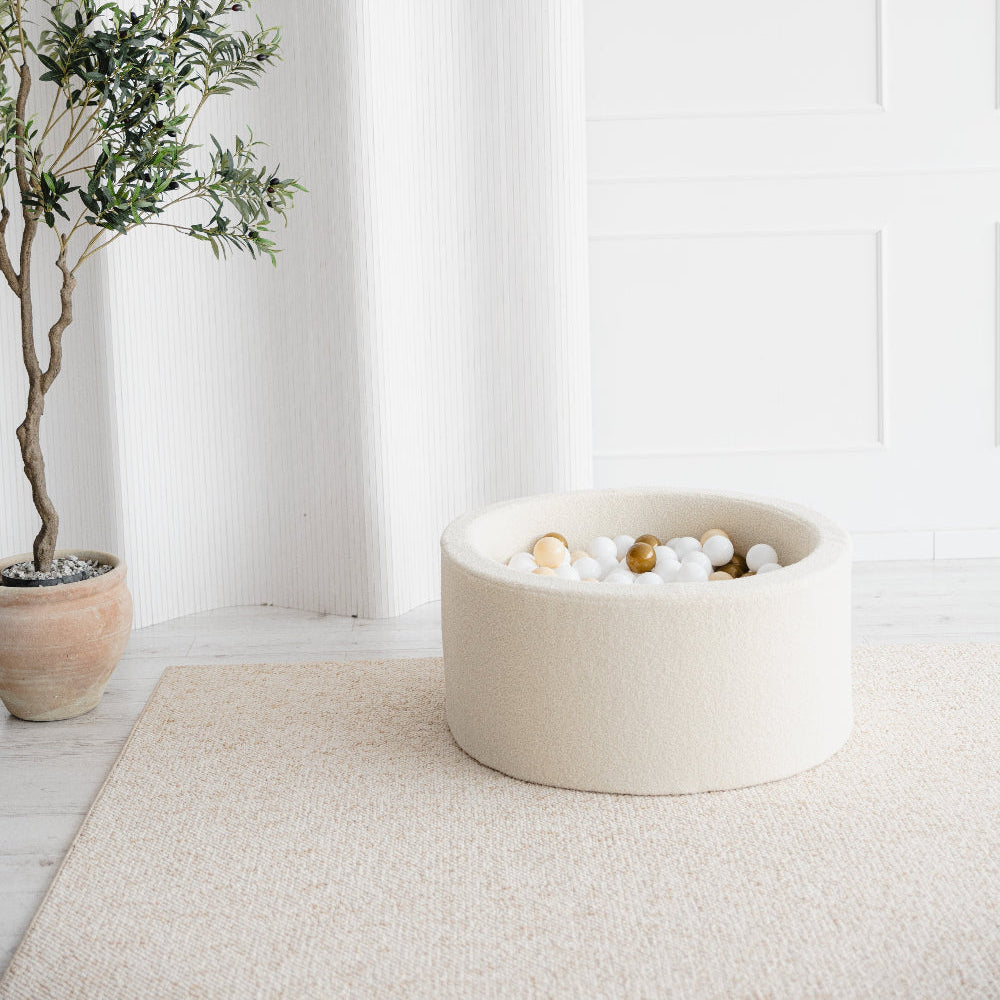 ballenbad ballenbak boucle cream ecru moje hoogte 40 cm rond