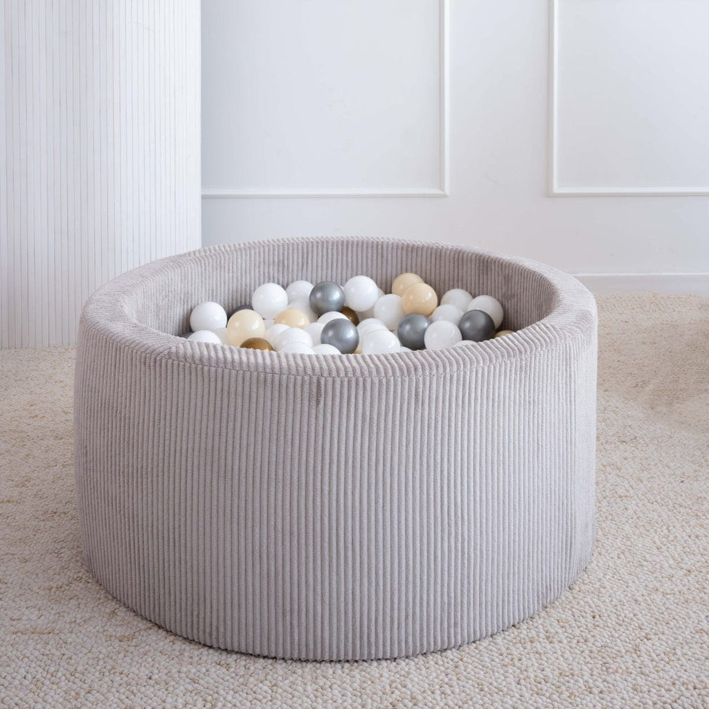 ronde ballenbak ballenbad rib Corduroy grijs grey moje rond ballenbadballen ballenbakballen
