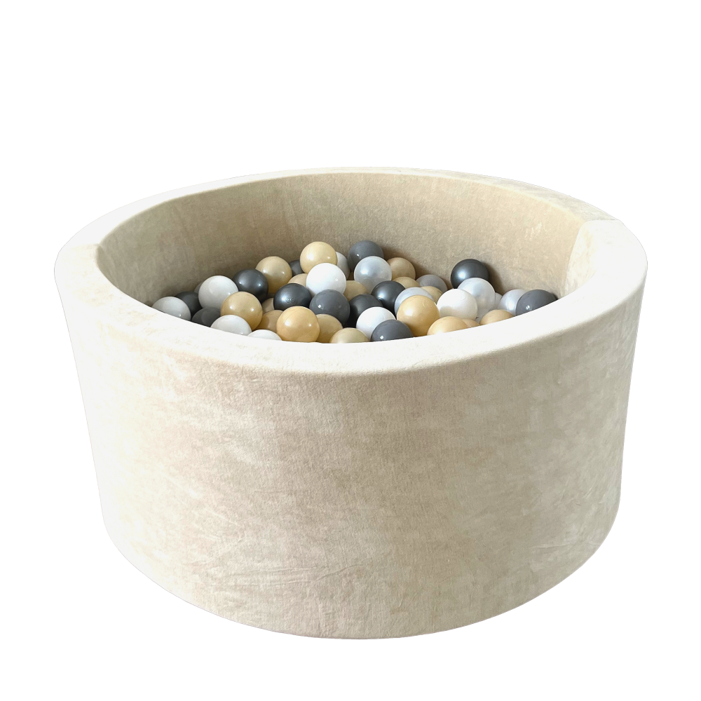 soft velvet beige ballenbad ballenbak moje ecru velours rond 40 cm hoog 