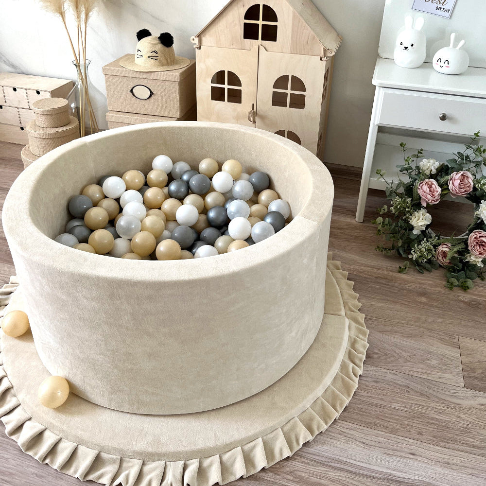 soft velvet beige ballenbad ballenbak moje ecru velours rond 40 cm hoog 
