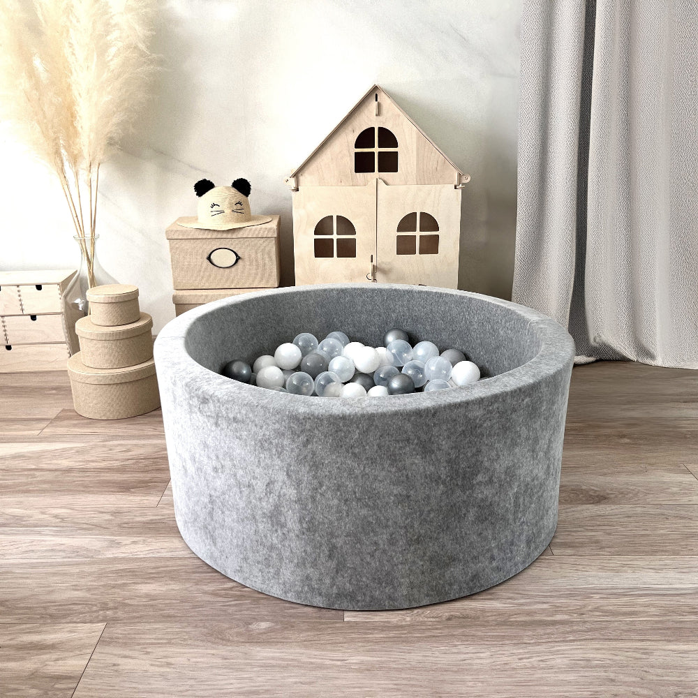 ballenbad ballenbak ballenbadje ballenbakje grijs grey velvet velours  40 cm hoog moje
