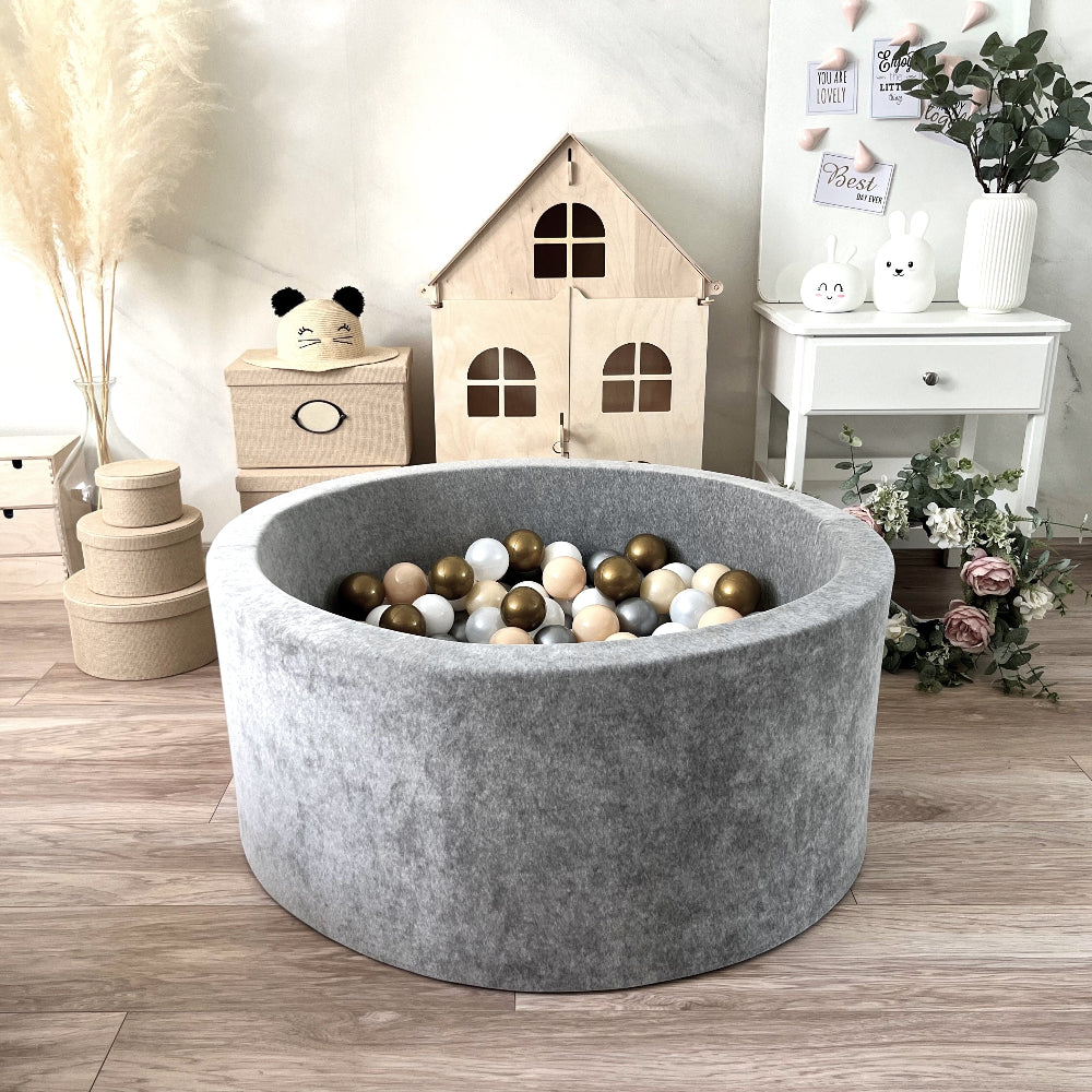 ballenbad ballenbak ballenbadje ballenbakje grijs grey velvet velours  40 cm hoog moje