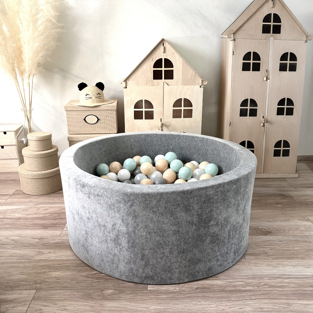 ballenbad ballenbak ballenbadje ballenbakje grijs grey velvet velours  40 cm hoog moje