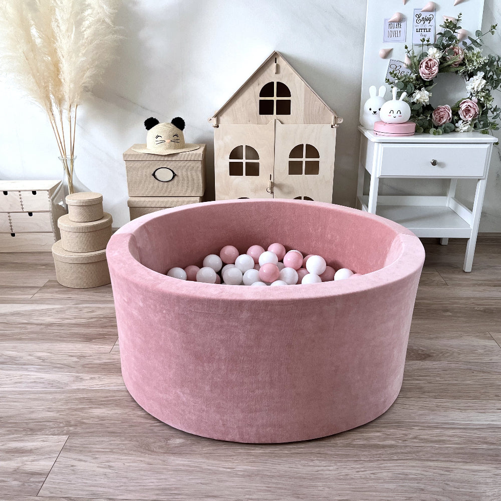 pink roze raspberry ballenbad moje soft velvet ballenbak 40 cm hoog ronde ballenbak