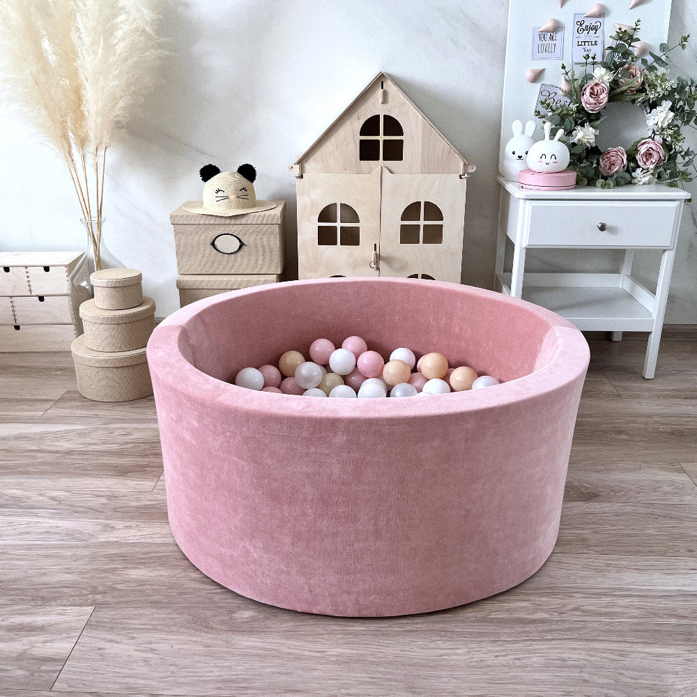 pink roze raspberry ballenbad moje soft velvet ballenbak 40 cm hoog ronde ballenbak