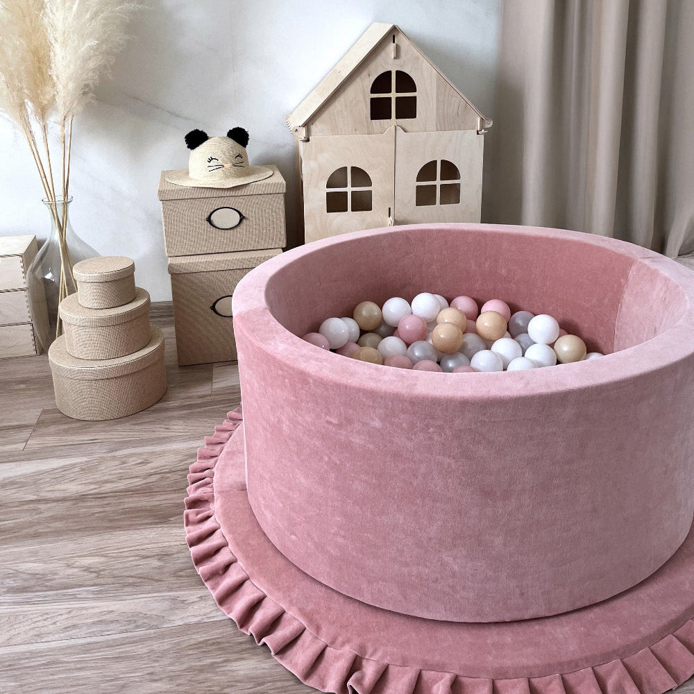 pink roze raspberry ballenbad moje soft velvet ballenbak 40 cm hoog ronde ballenbak