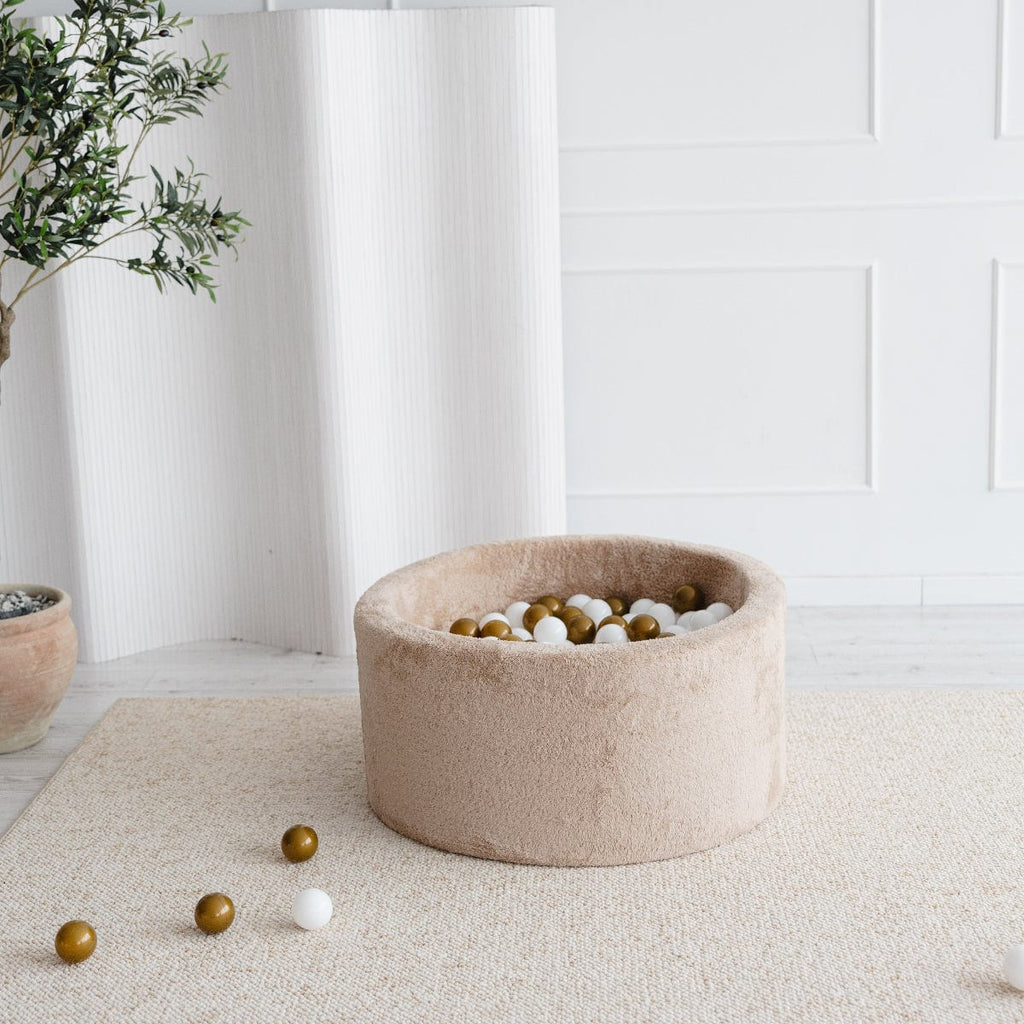 ballenbad ballenbak rond teddy beige bruin moje 40 cm hoog teddystof