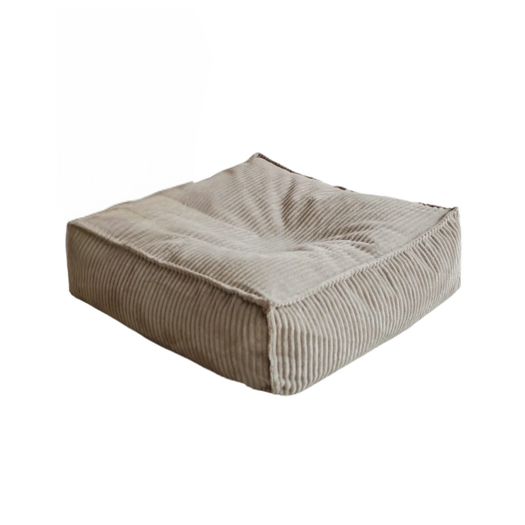 ottoman poof poef voetenbank vierkant rib moje dark beige bruin 