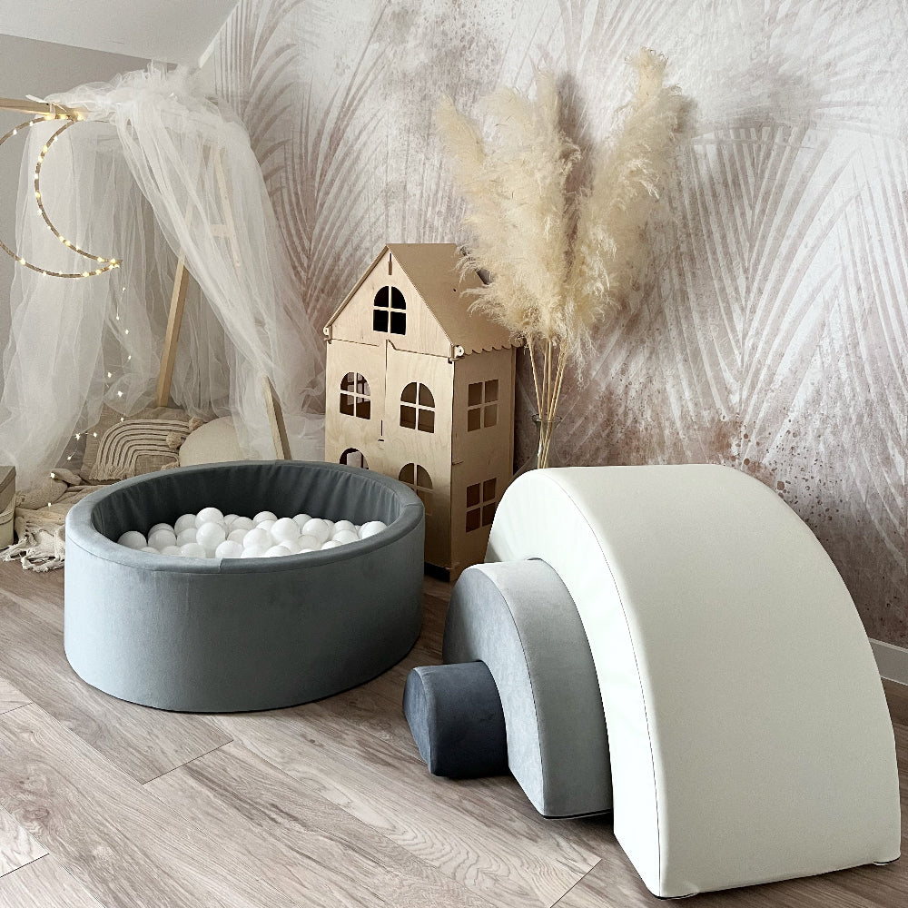 rainbow playset moje ballenbad ballenbak ballenbadballen ballenbakballen grijs grey wit